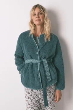 Robe estilo túnica de pelo verde