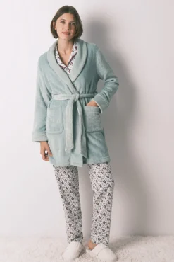 Robe midi cruzado de polar azul