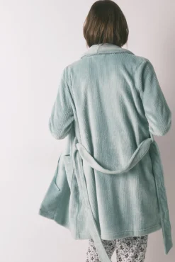 Robe midi cruzado de polar azul