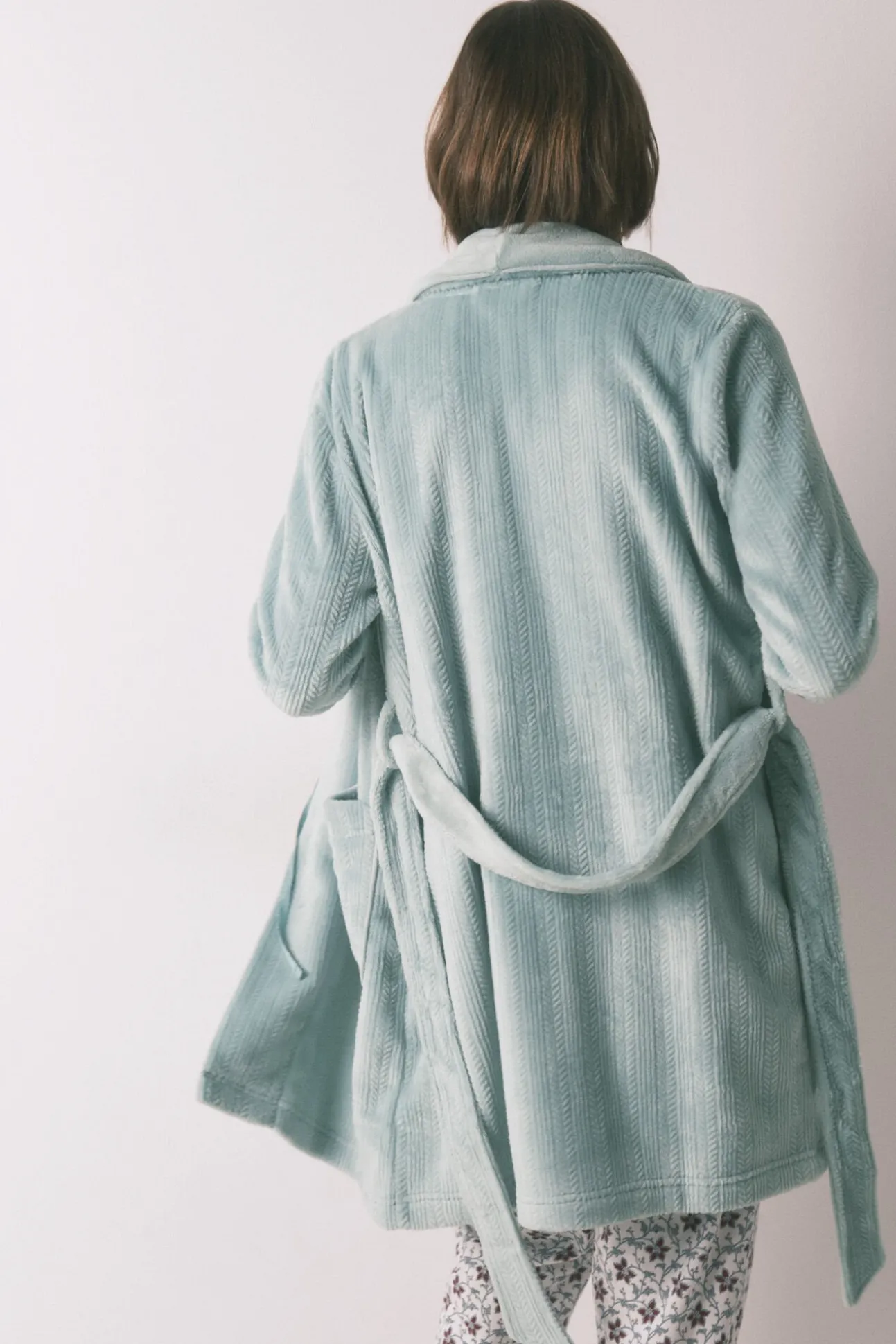 Robe midi cruzado de polar azul