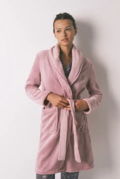 Robe midi de lã polar rosa
