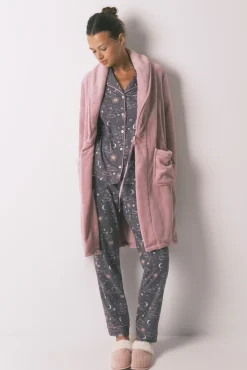 Robe midi de lã polar rosa