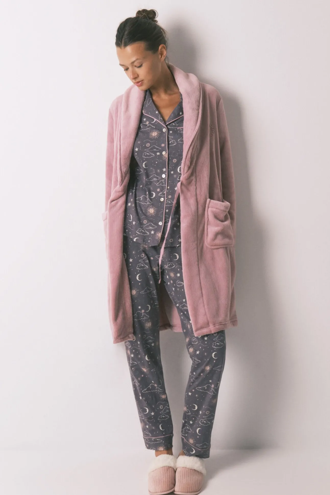 Robe midi de lã polar rosa
