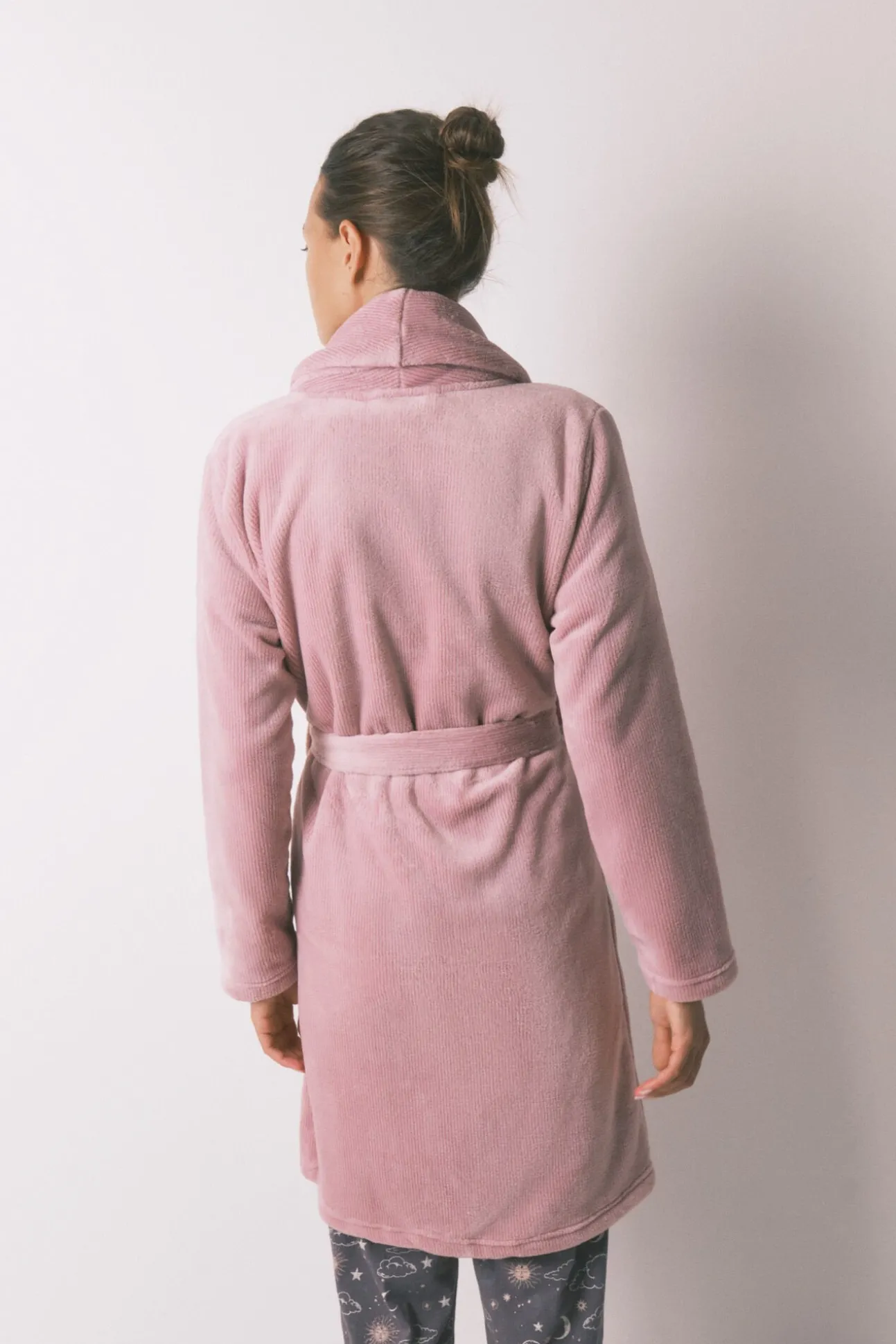 Robe midi de lã polar rosa