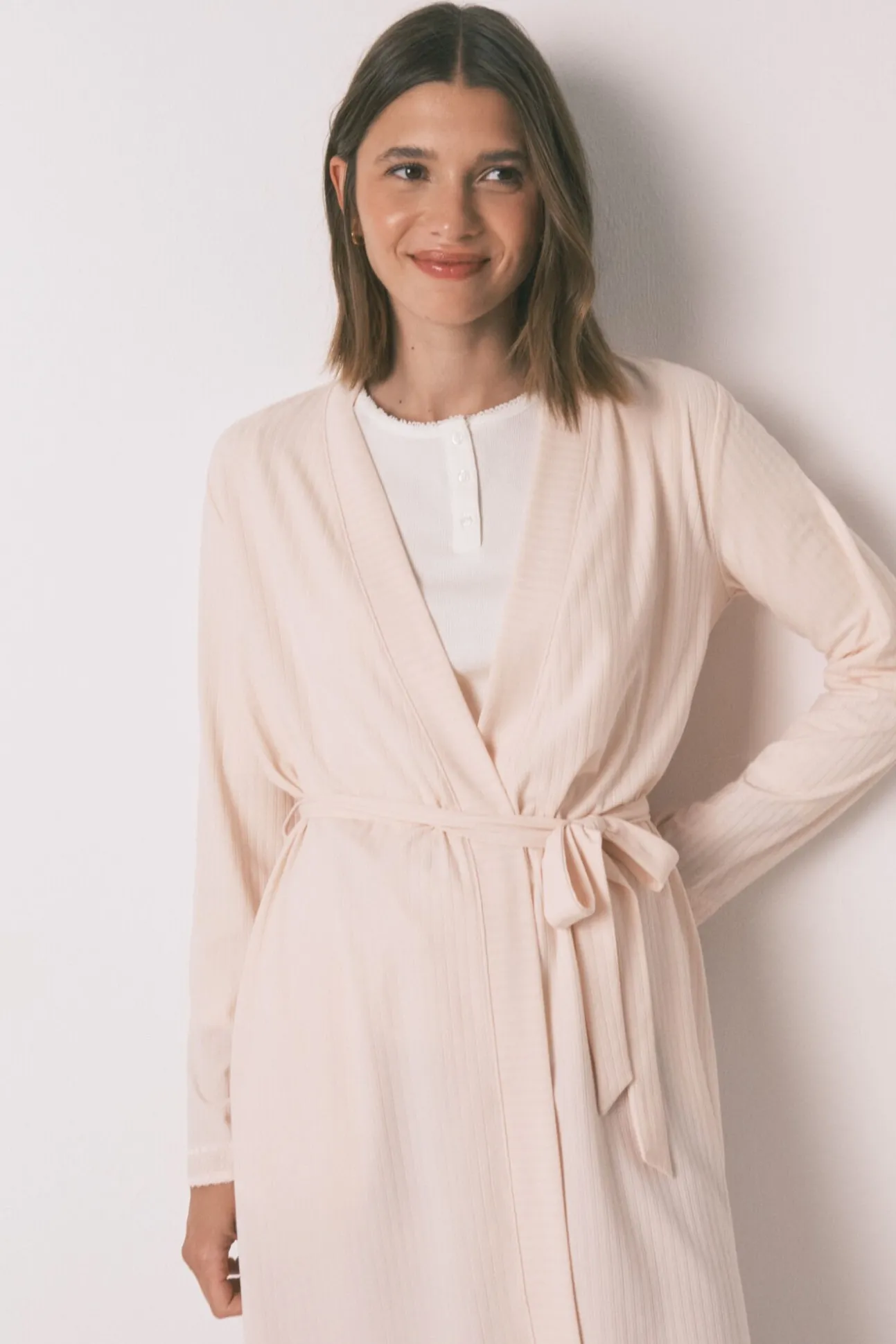Robe robe rosa canelado
