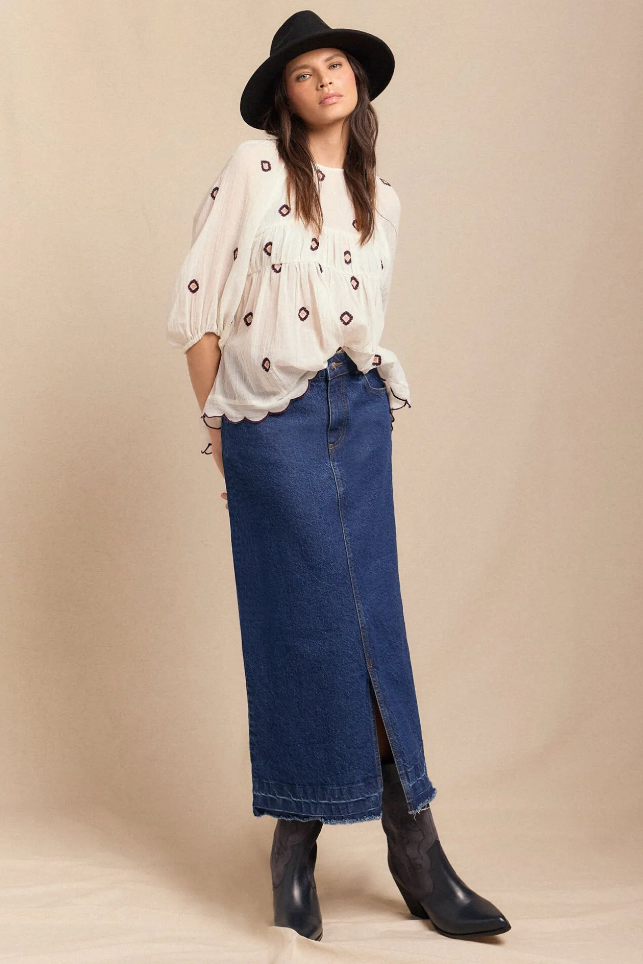 Saia Comprida Denim
