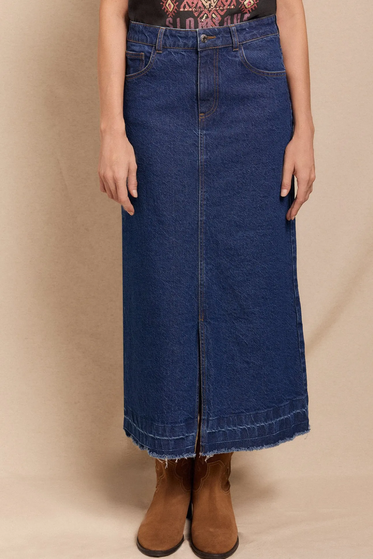 Saia Comprida Denim