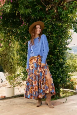 Saia Daphne com estampado de terra
