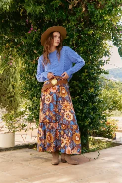 Saia Daphne com estampado de terra