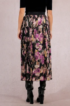 Saia longa plissada com estampado