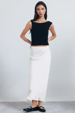 Saia midi acetinada