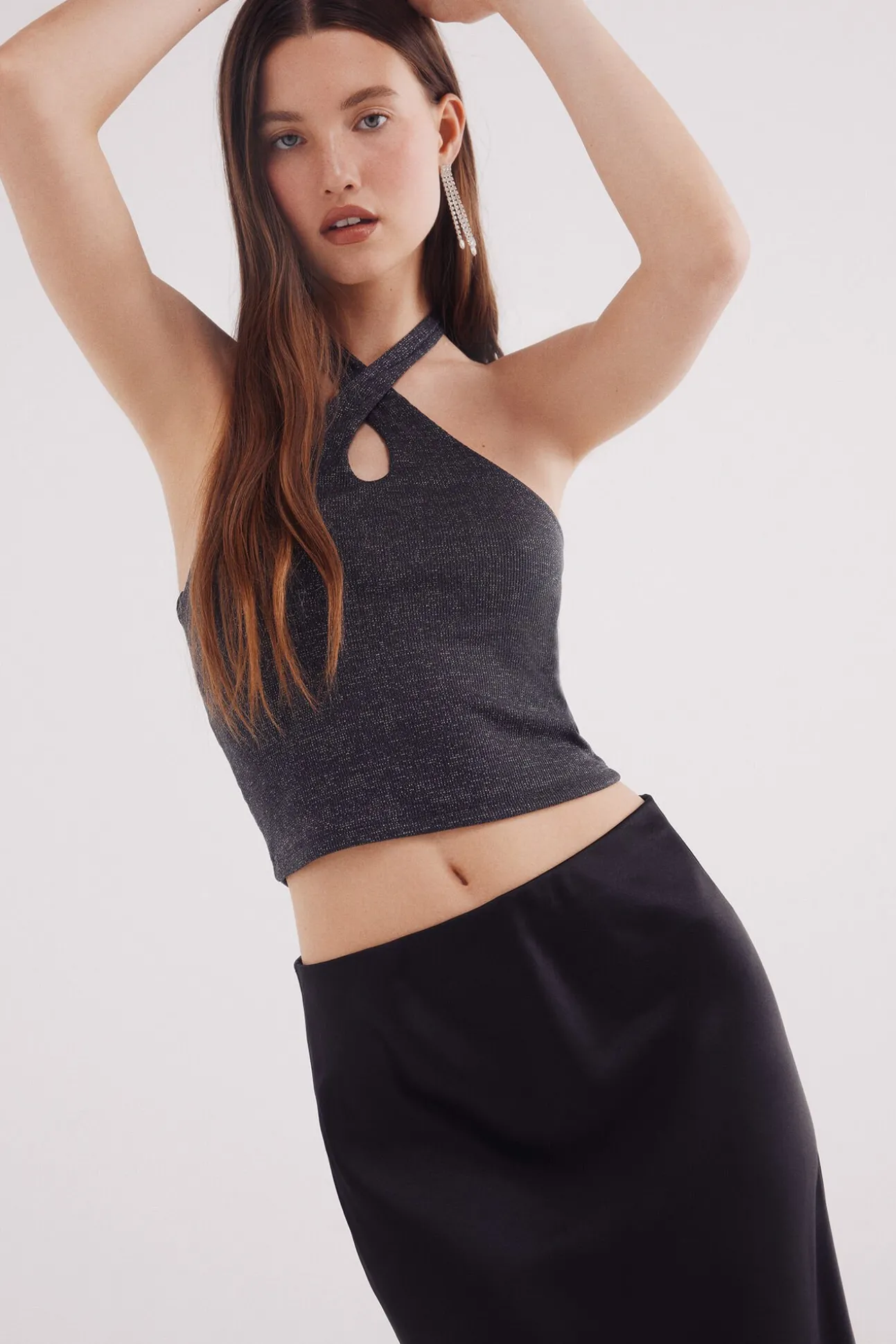 Saia midi acetinada
