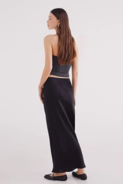 Saia midi acetinada