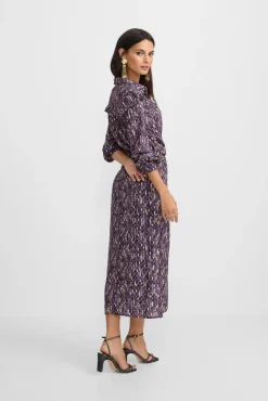 Saia midi com estampado ikat e abertura