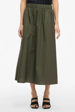 Saia midi de algodão orgânico com viscose