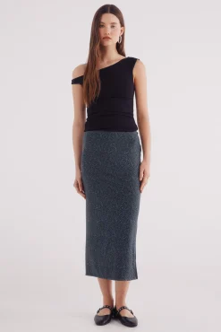 Saia midi de chiffon estampada