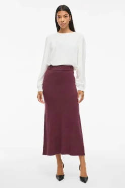 Saia midi de malha com viscose