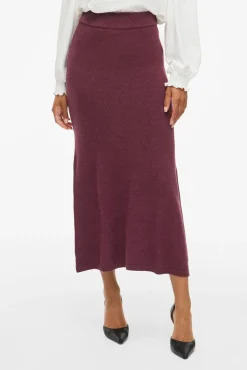 Saia midi de malha com viscose