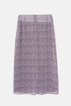 Saia midi estampado Ikat com abertura