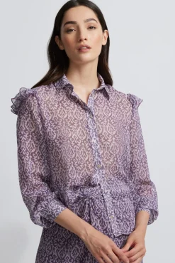 Saia midi estampado Ikat com abertura