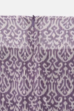 Saia midi estampado Ikat com abertura