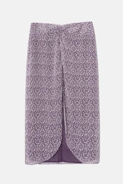 Saia midi estampado Ikat com abertura