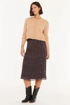 Saia midi pequena com estampado floral