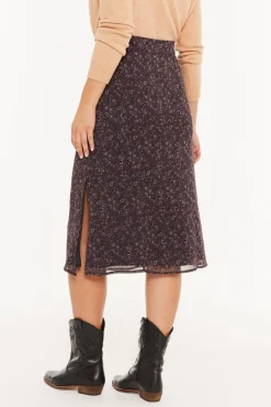 Saia midi pequena com estampado floral