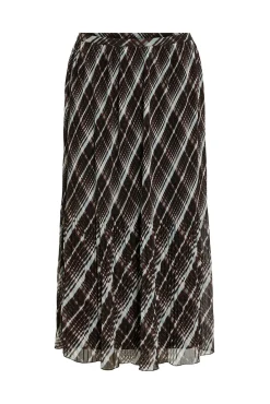 Saia midi plissada de chiffon