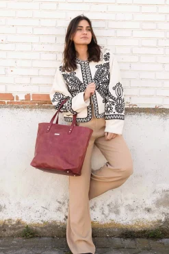 Shopper Arizona pele bordô