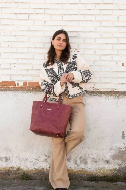 Shopper Arizona pele bordô