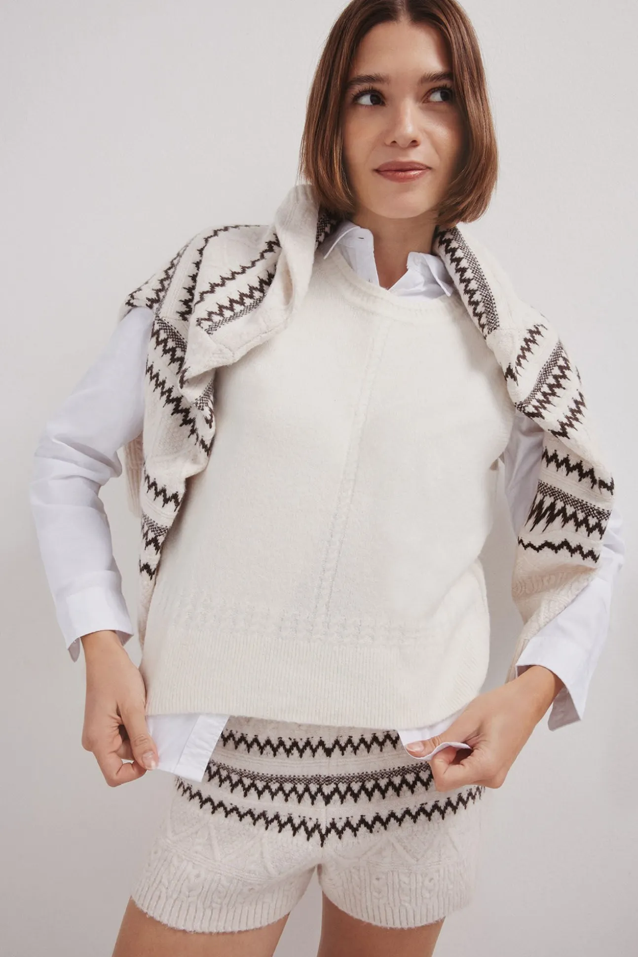 Shorts de malha jacquard