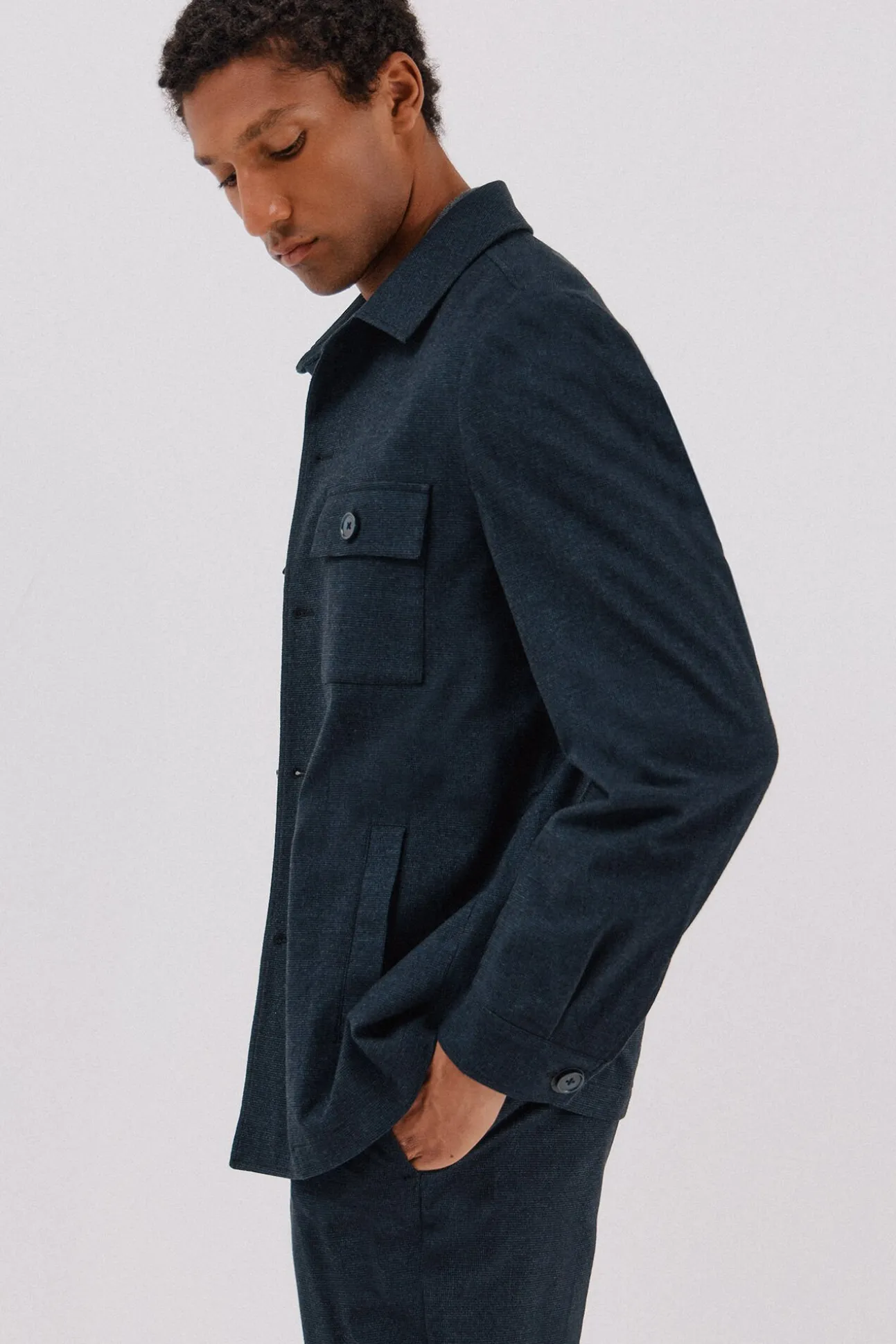 Sobrecamisa de algodão micro-xadrez