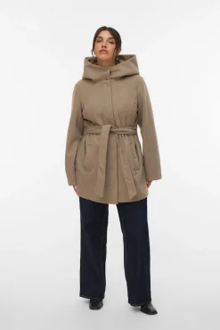 Sobretudo de tecido com capuz Curve