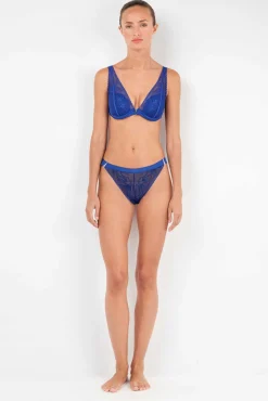 Soutien bralette de renda azul Klein