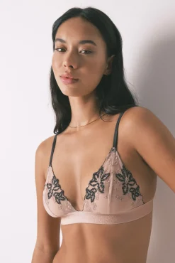 Soutien de tule bordado preto NATURAL