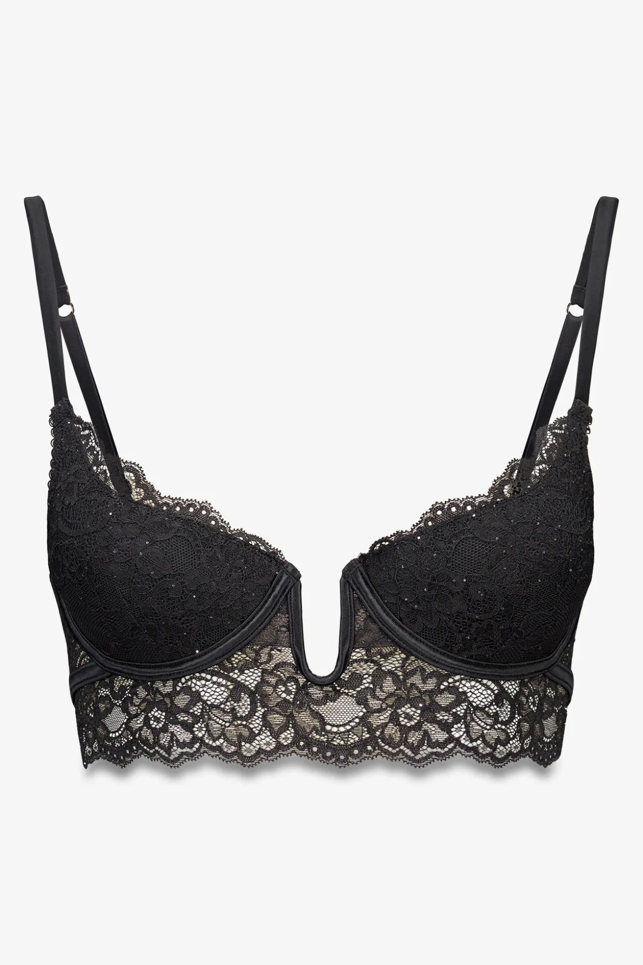 Soutien GORGEOUS push up renda preto brilho