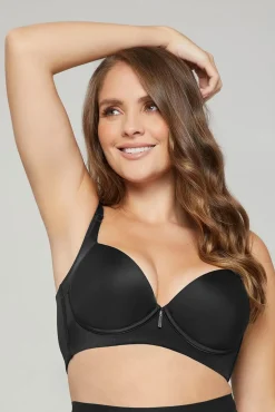 Soutien push-up macio com alta cobertura nas cavas e costas. Sutiã com Cobertura