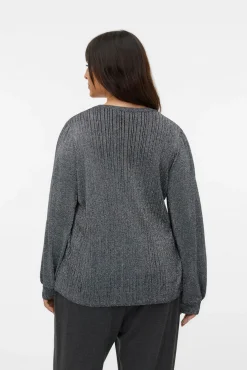Suéter canelado lurex plus size