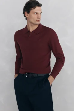 Suéter com gola Johnny em lã merino e cashmere
