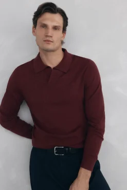 Suéter com gola Johnny em lã merino e cashmere