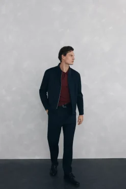 Suéter com gola Johnny em lã merino e cashmere