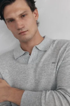 Suéter com gola Johnny em lã merino e cashmere