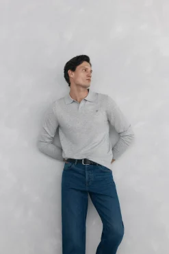 Suéter com gola Johnny em lã merino e cashmere