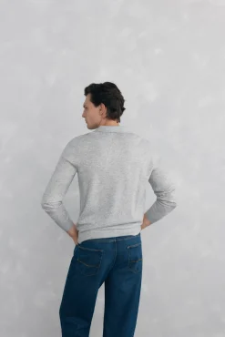 Suéter com gola Johnny em lã merino e cashmere