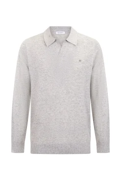 Suéter com gola Johnny em lã merino e cashmere