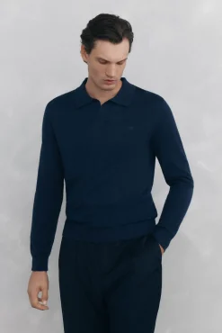 Suéter com gola Johnny em lã merino e cashmere