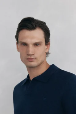 Suéter com gola Johnny em lã merino e cashmere
