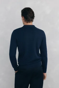 Suéter com gola Johnny em lã merino e cashmere