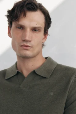 Suéter com gola Johnny em lã merino e cashmere